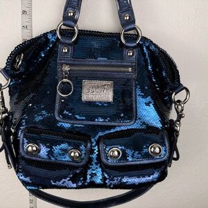 RARE Coach Poppy Midnight Blue Sequin Spotlight Tote Bag 15383 - PRISTINE